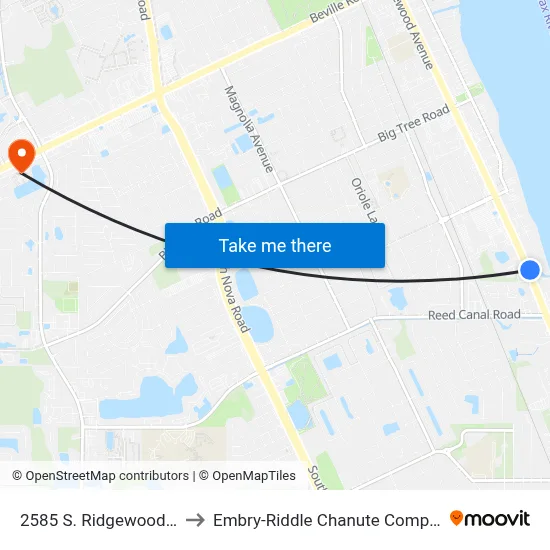 2585 S. Ridgewood Ib to Embry-Riddle Chanute Complex map