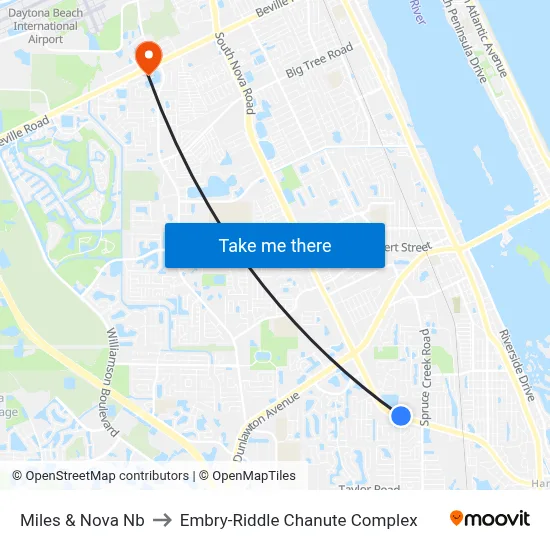 Miles & Nova  Nb to Embry-Riddle Chanute Complex map