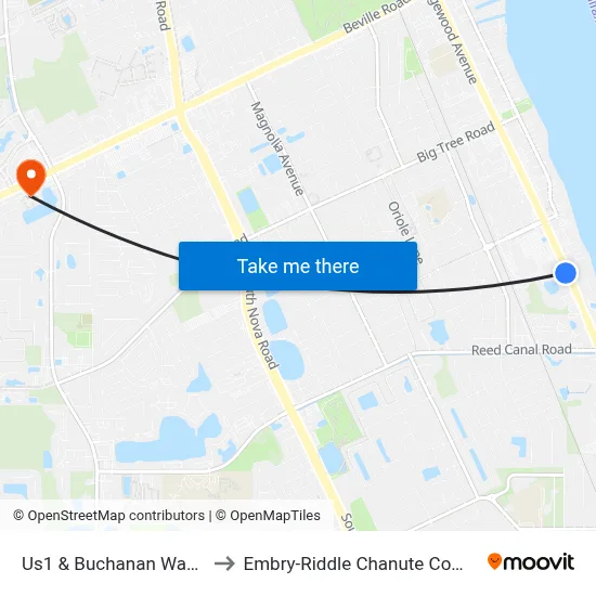Us1 & Buchanan Way Ob to Embry-Riddle Chanute Complex map