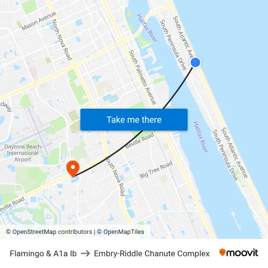 Flamingo & A1a Ib to Embry-Riddle Chanute Complex map