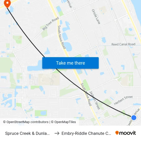 Spruce Creek & Dunlawton Ib to Embry-Riddle Chanute Complex map