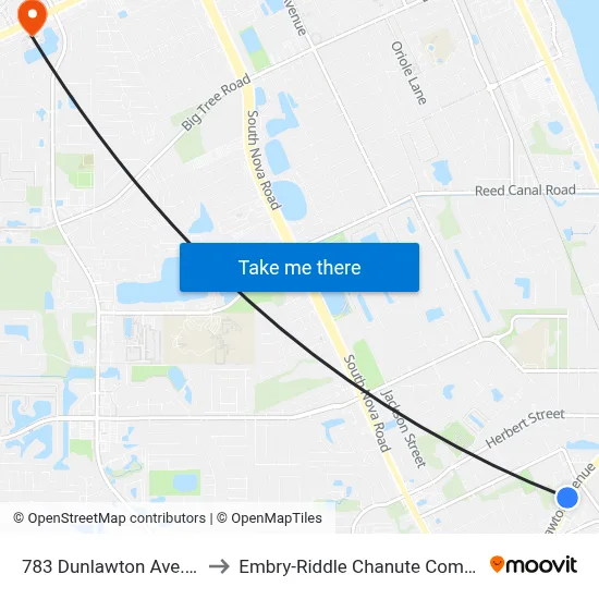 783 Dunlawton Ave.  Ob to Embry-Riddle Chanute Complex map