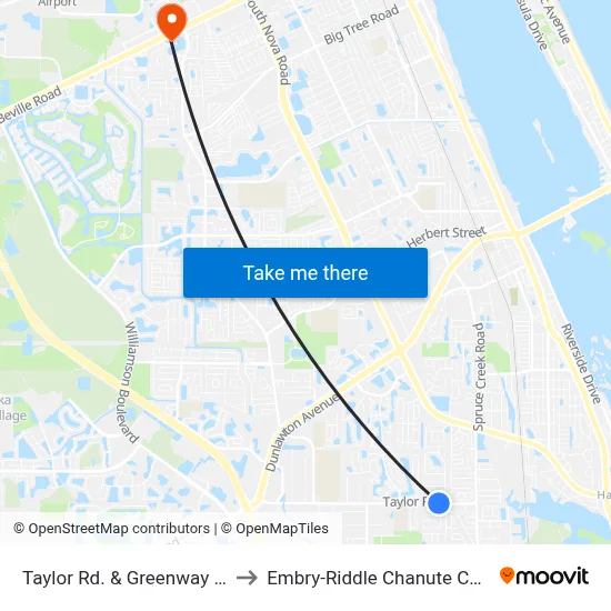 Taylor Rd. & Greenway Dr. Ob to Embry-Riddle Chanute Complex map