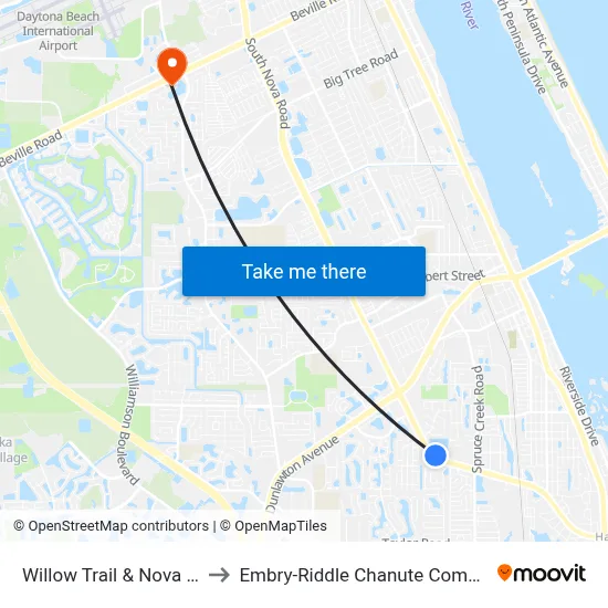 Willow Trail & Nova Nb to Embry-Riddle Chanute Complex map