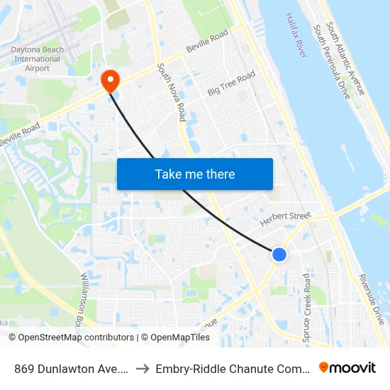 869 Dunlawton Ave. Ob to Embry-Riddle Chanute Complex map
