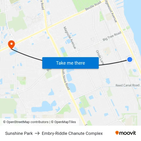Sunshine Park to Embry-Riddle Chanute Complex map