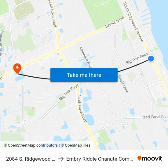2084 S. Ridgewood Ob to Embry-Riddle Chanute Complex map