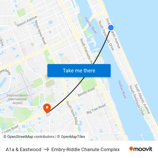 A1a & Eastwood to Embry-Riddle Chanute Complex map