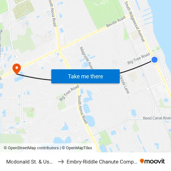 Mcdonald St. & Us1 Ib to Embry-Riddle Chanute Complex map
