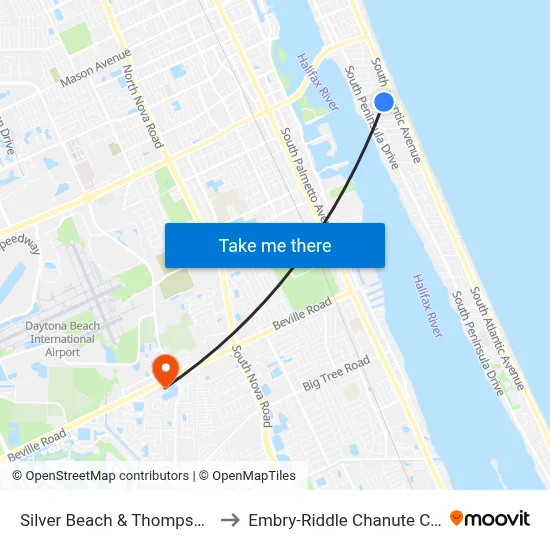 Silver Beach & Thompson Pl Ob to Embry-Riddle Chanute Complex map