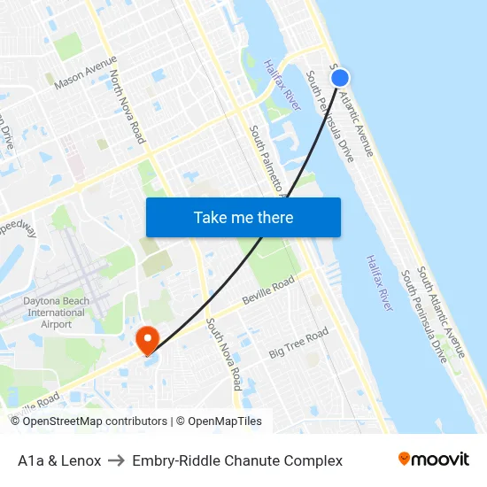 A1a & Lenox to Embry-Riddle Chanute Complex map