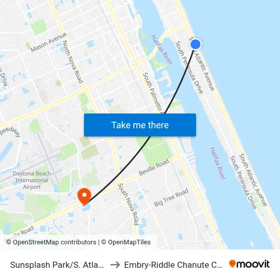 Sunsplash Park/S. Atlantic  Nb to Embry-Riddle Chanute Complex map