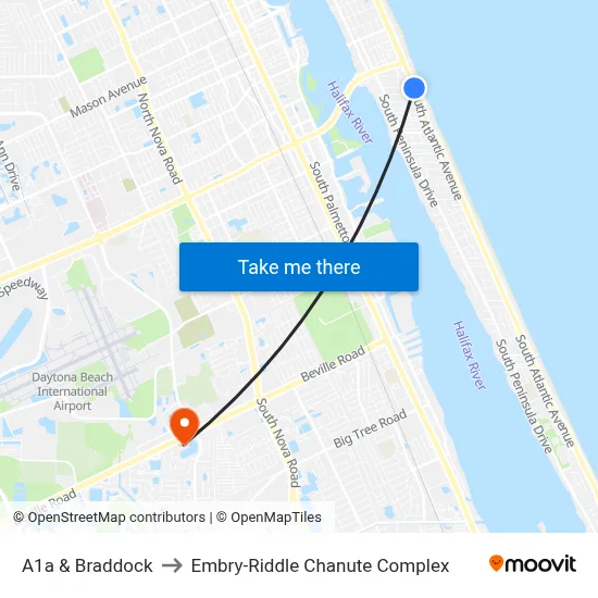 A1a & Braddock to Embry-Riddle Chanute Complex map
