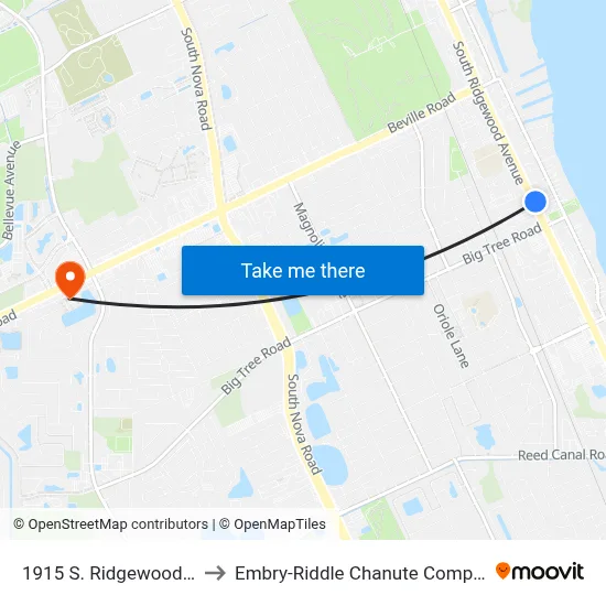 1915 S. Ridgewood Ib to Embry-Riddle Chanute Complex map
