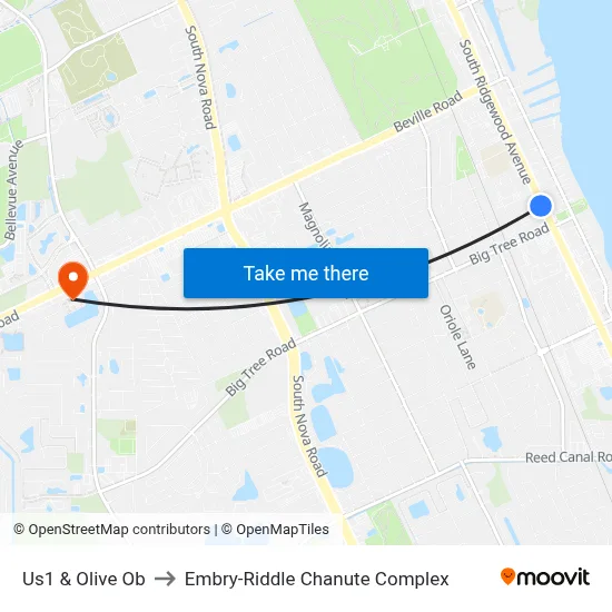 Us1 & Olive Ob to Embry-Riddle Chanute Complex map