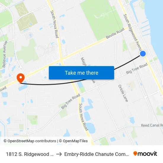 1812 S. Ridgewood Ob to Embry-Riddle Chanute Complex map