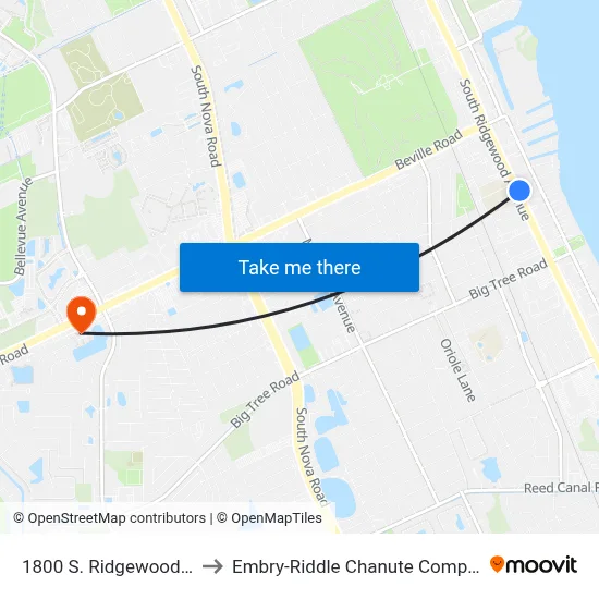 1800 S. Ridgewood Ib to Embry-Riddle Chanute Complex map