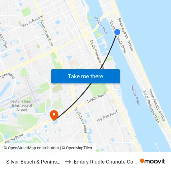 Silver Beach & Peninsula Ob to Embry-Riddle Chanute Complex map