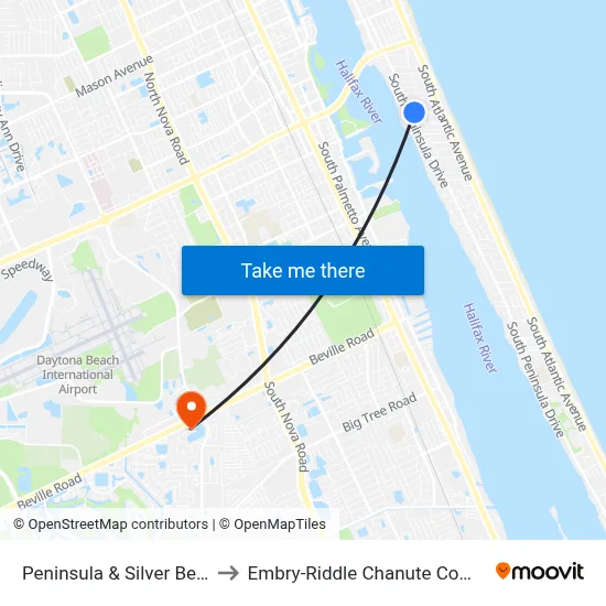 Peninsula & Silver Beach to Embry-Riddle Chanute Complex map