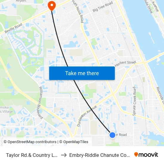 Taylor Rd.& Country Ln. Ob to Embry-Riddle Chanute Complex map