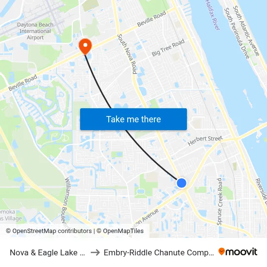 Nova & Eagle Lake Ob to Embry-Riddle Chanute Complex map