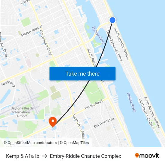Kemp & A1a Ib to Embry-Riddle Chanute Complex map