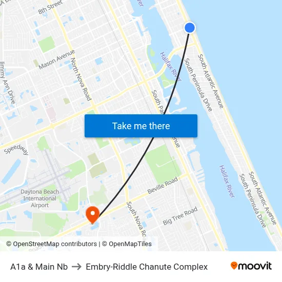 A1a & Main Nb to Embry-Riddle Chanute Complex map