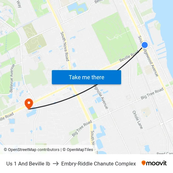 Us 1 And Beville Ib to Embry-Riddle Chanute Complex map