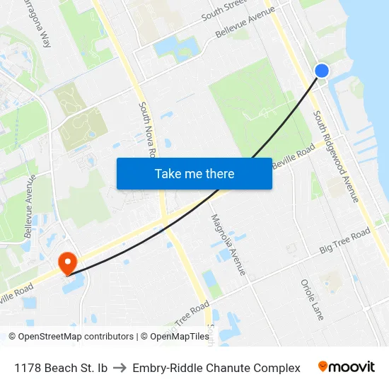 1178 Beach St. Ib to Embry-Riddle Chanute Complex map