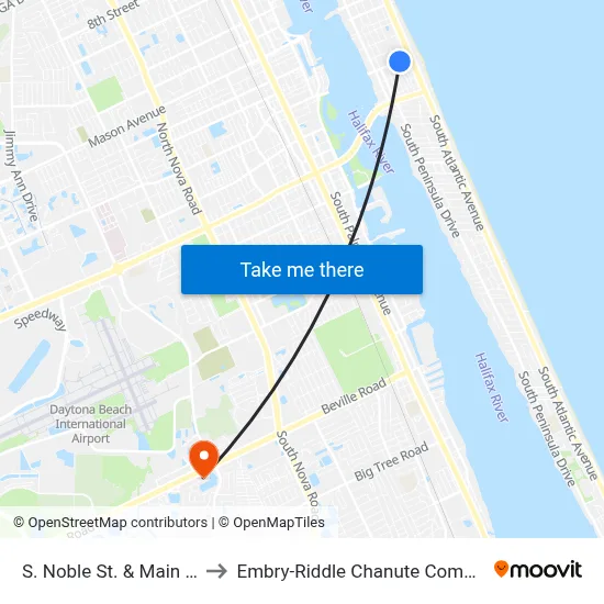 S. Noble St. & Main St. to Embry-Riddle Chanute Complex map