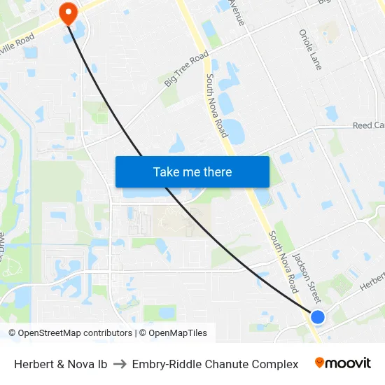 Herbert & Nova Ib to Embry-Riddle Chanute Complex map