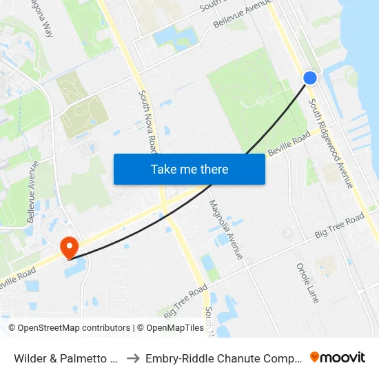 Wilder & Palmetto Ob to Embry-Riddle Chanute Complex map