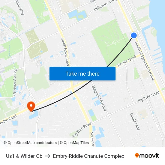 Us1 & Wilder Ob to Embry-Riddle Chanute Complex map