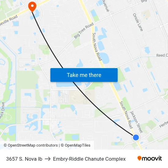 3657 S. Nova Ib to Embry-Riddle Chanute Complex map