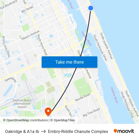 Oakridge & A1a Ib to Embry-Riddle Chanute Complex map