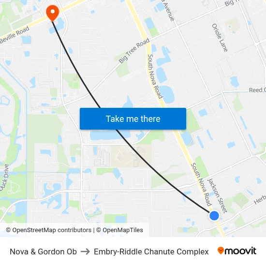Nova & Gordon Ob to Embry-Riddle Chanute Complex map