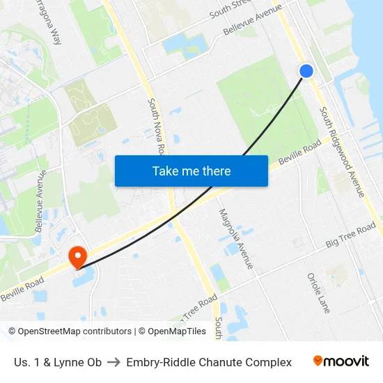 Us. 1 & Lynne Ob to Embry-Riddle Chanute Complex map