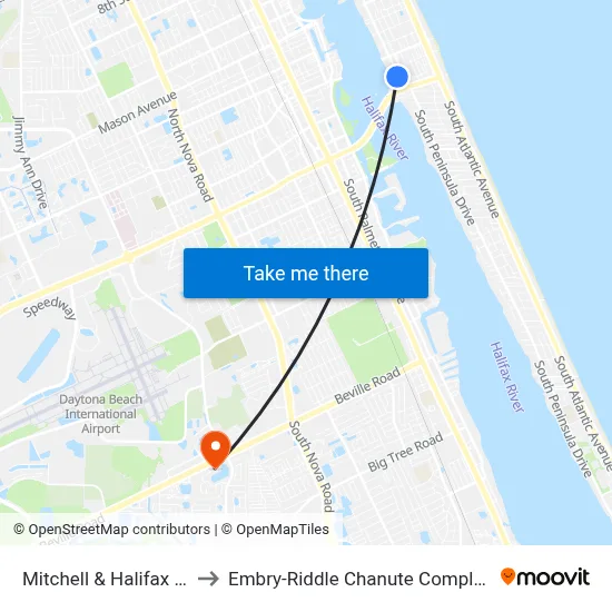 Mitchell & Halifax Ib to Embry-Riddle Chanute Complex map