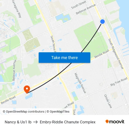 Nancy & Us1 Ib to Embry-Riddle Chanute Complex map