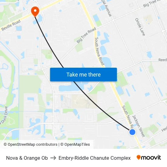 Nova & Orange Ob to Embry-Riddle Chanute Complex map