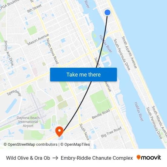 Wild Olive & Ora Ob to Embry-Riddle Chanute Complex map
