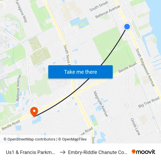 Us1 & Francis Parkman Ob to Embry-Riddle Chanute Complex map