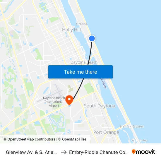 Glenview Av. & S. Atlantic Ib to Embry-Riddle Chanute Complex map