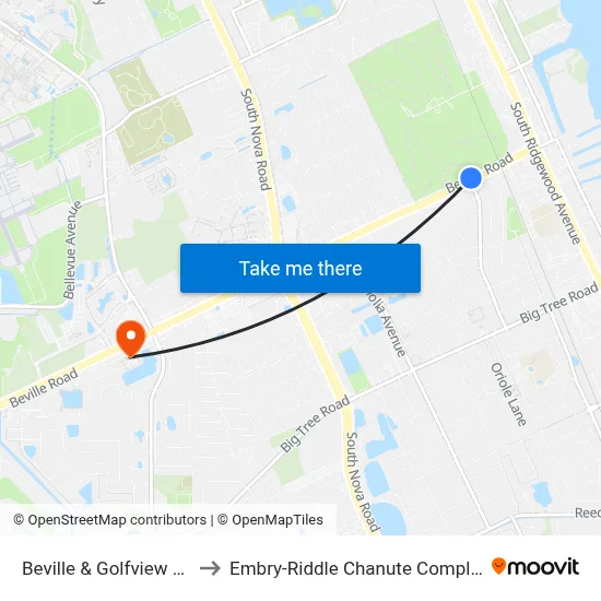 Beville & Golfview Ob to Embry-Riddle Chanute Complex map