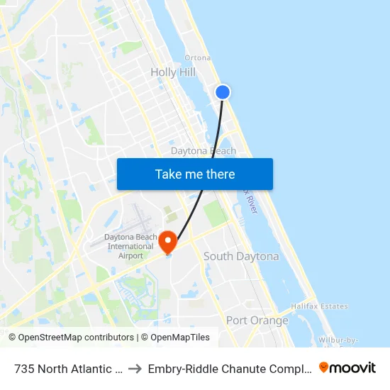 735 North Atlantic Ib to Embry-Riddle Chanute Complex map