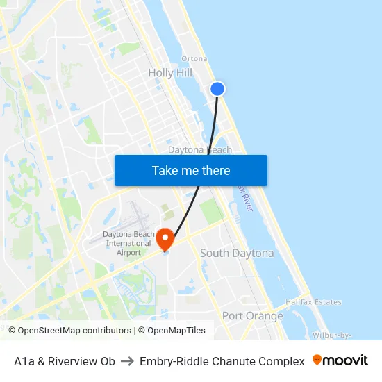 A1a & Riverview Ob to Embry-Riddle Chanute Complex map