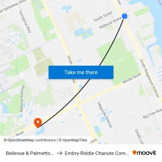 Bellevue & Palmetto Ob to Embry-Riddle Chanute Complex map