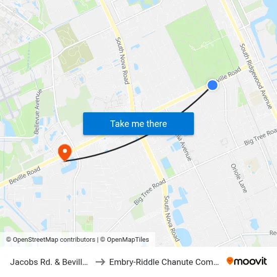 Jacobs Rd. & Beville Ib to Embry-Riddle Chanute Complex map