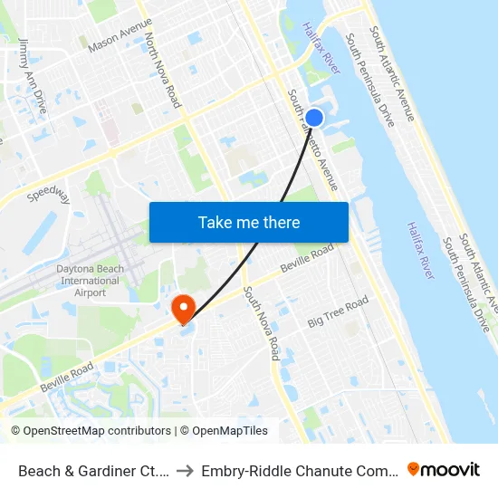 Beach & Gardiner Ct. Ob to Embry-Riddle Chanute Complex map