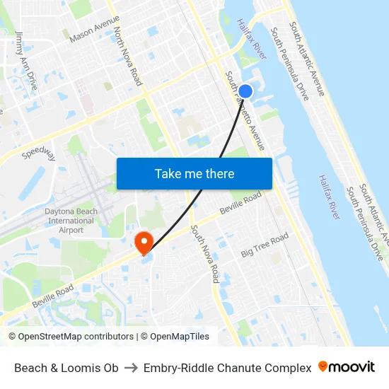 Beach & Loomis Ob to Embry-Riddle Chanute Complex map